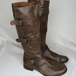 Born Brown Leather Falmouth Multi Strap Buckle Knee High Boots Women's 8.5